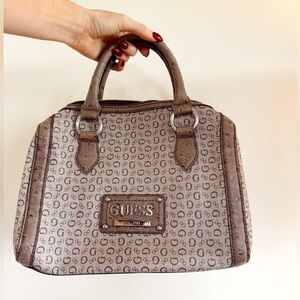 GUESS 90s Y2K monogram neutral brown shoulder bag